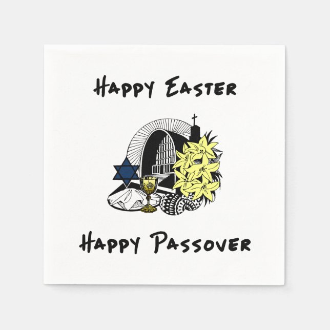 Serviette En Papier Pâques et Pâques interconfessionnelles joyeuses (Devant)