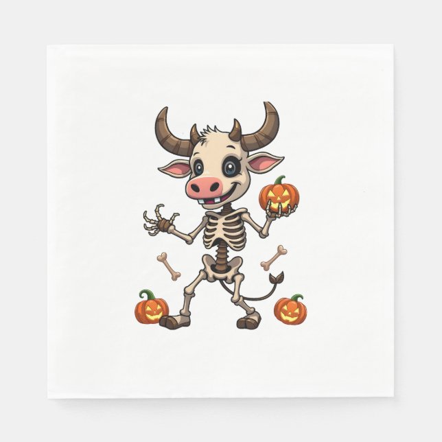 Serviette En Papier Parade de la vache à squelette (Devant)