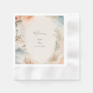 Serviette En Papier Paradis de Coquillages de Mariage Côtiers Romantiq
