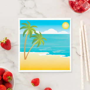 Serviette En Papier Paradis de plage tropicale avec palmiers