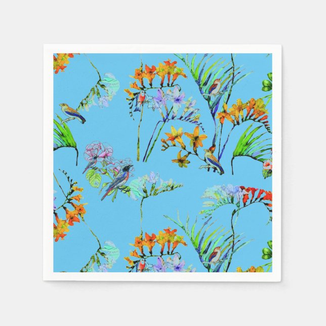 Serviette En Papier Paradis tropical bleu (Devant)