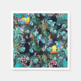 Serviette En Papier Paradis tropical de la flore au coucher du soleil