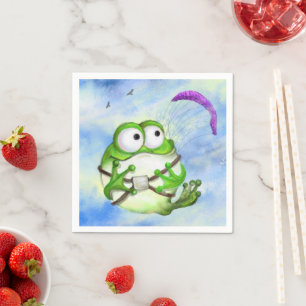 Serviette En Papier Parapente de grenouille amusante - Dessin de dessi