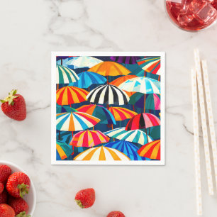 Serviette En Papier Parapluie Abstrait Rainbow Beach