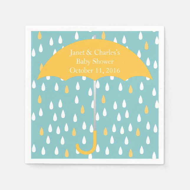Serviette En Papier Parapluie rose et papier Baby shower de pluie (Devant)