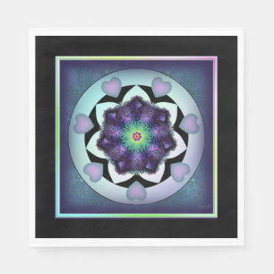 Serviette En Papier Parapluie violet & coeurs .7