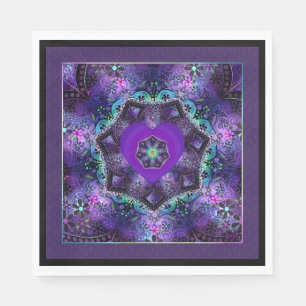 Serviette En Papier Parapluie violet & coeurs .7