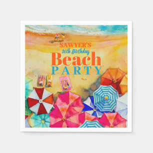 Serviette En Papier Parapluies d'été sur le sable 16e anniversaire