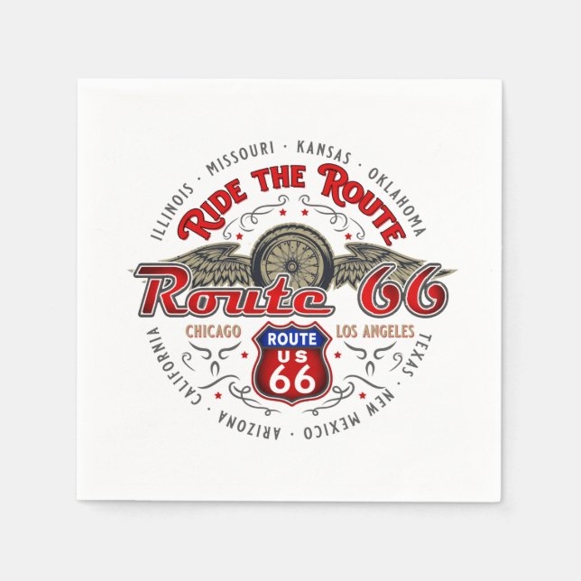 SERVIETTE EN PAPIER PARCOURIR LA ROUTE US 66 BIKER ROAD TRIP MOTORCYCL (Devant)