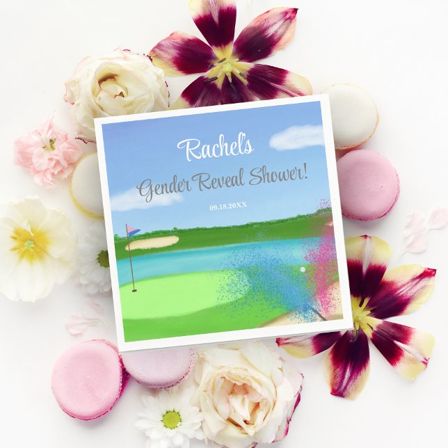 Serviette En Papier Parcours De Golf Et Bunker Baby shower De Révélati (This festive and colorful napkin is a great addition to your party!)