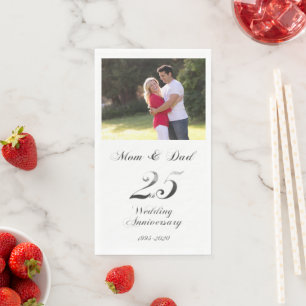 Serviette En Papier Parents du 25e anniversaire du Mariage d'argent