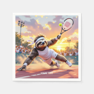 Serviette En Papier Paresseux mignon de fantaisie jouant au tennis 