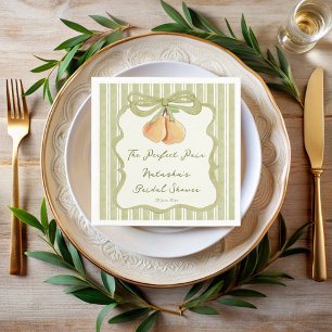 Serviette En Papier Parfait ensemble rayure vert sauge pear mariage
