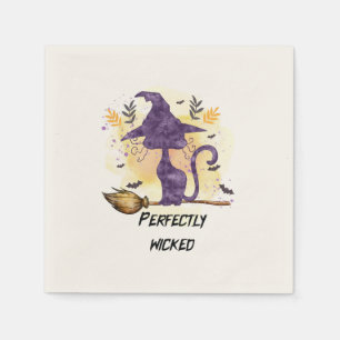 Serviette En Papier Parfaitement Malin - Violet Chat Sorcière Silhouet