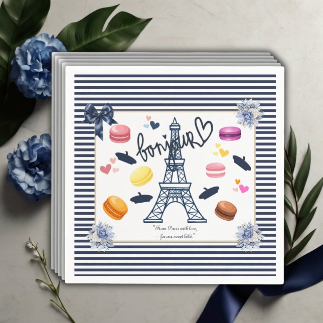 Serviette En Papier Paris avec amour pour notre Baby shower de Bebe Do (Créateur téléchargé)