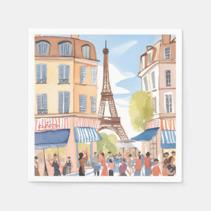 Serviette En Papier Paris France Tour Eiffel Aquarelle Voyage