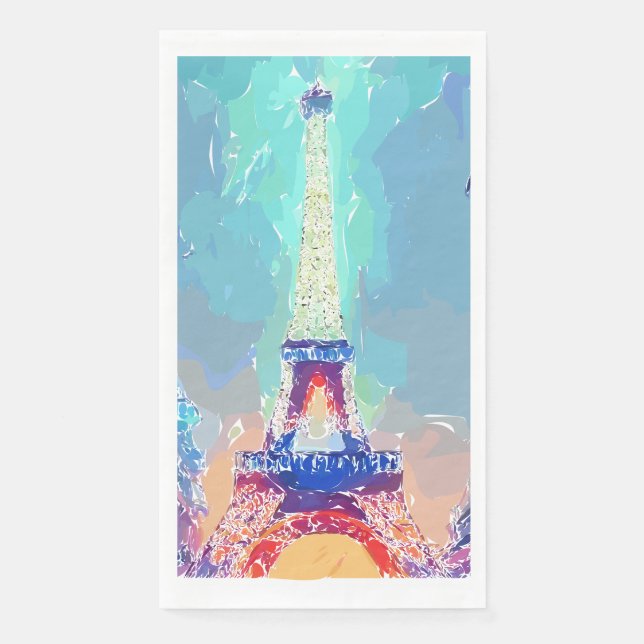 Serviette En Papier Paris Les amoureux de la Tour Eiffel (Devant)