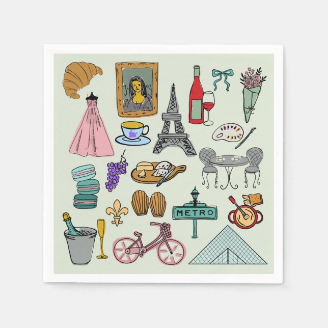 Serviette En Papier Paris romantique (Devant)