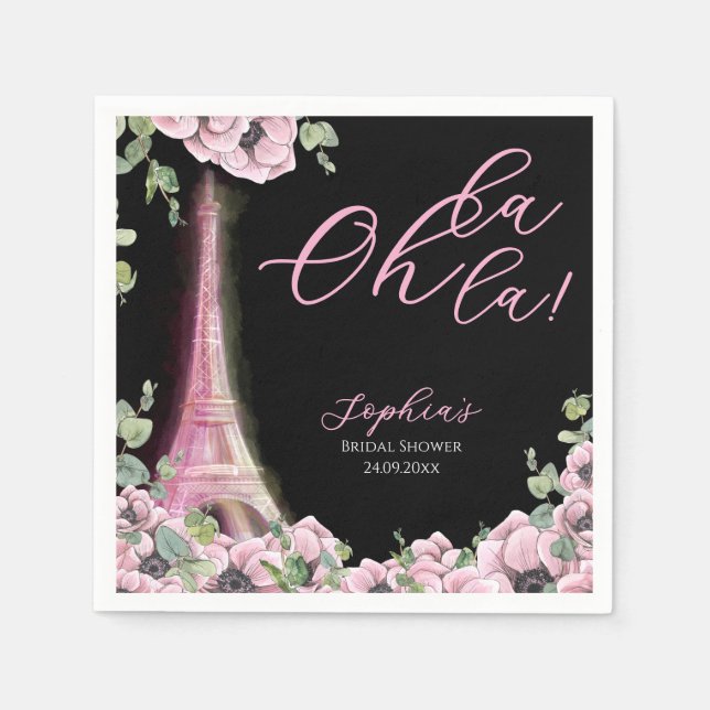 Serviette En Papier Parisian Oh La La Bridal Shower (Devant)