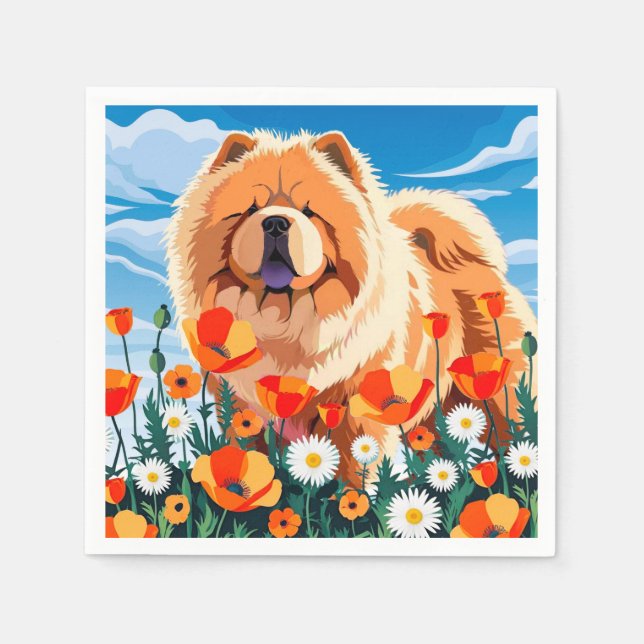 Serviette En Papier PARMI LES POPPIES Chow (Devant)
