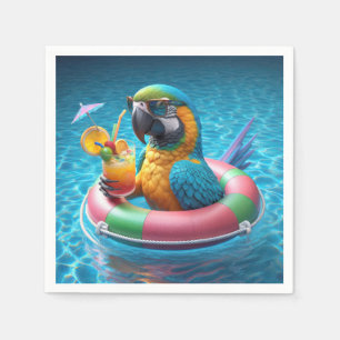 Serviette En Papier Parrot Dans Une Piscine