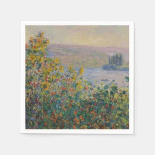 Serviette En Papier Parterres de fleurs à Vétheuil, paysage impression