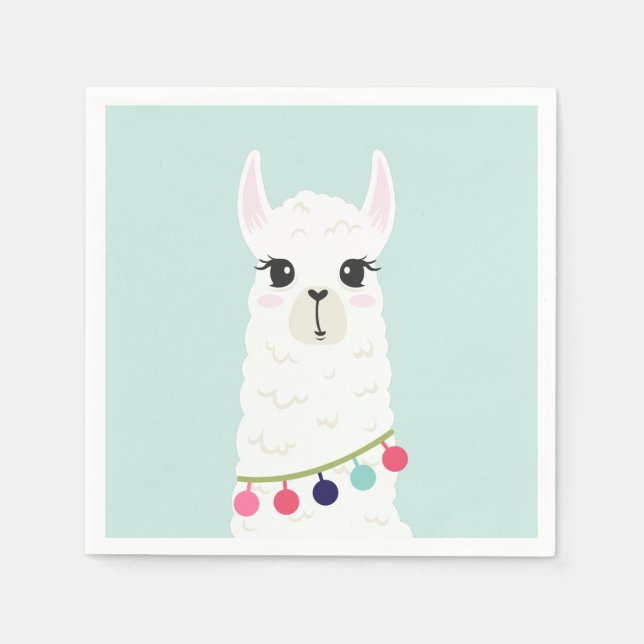 Serviette En Papier Parti Anniversaire de enfant de Cute Llama (Devant)