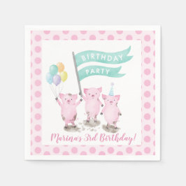 Serviette En Papier Parti Anniversaire de enfant rose Piggys