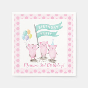 Serviette En Papier Parti Anniversaire de enfant rose Piggys