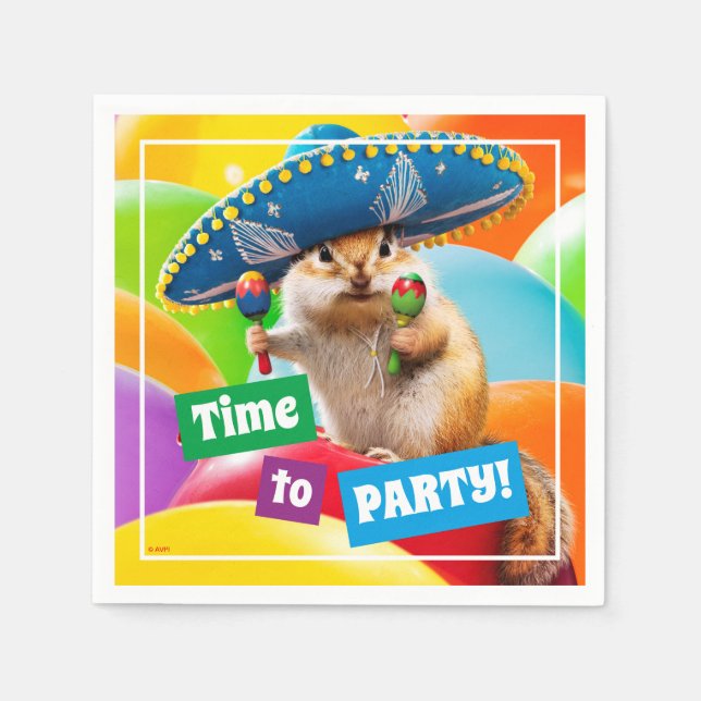Serviette En Papier Parti Chipmunk En Sombrero (Devant)