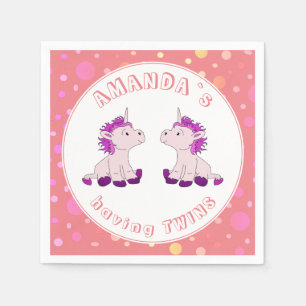 Serviette En Papier Parti d'Baby shower des jumelles Unicorn Rose Cute