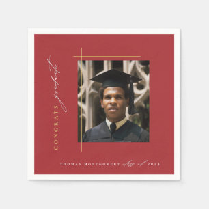 Serviette En Papier Parti de la graduation rouge moderne