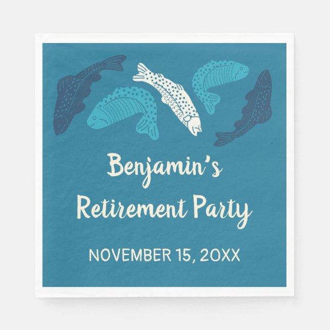 Serviette En Papier Parti de retraite de pêche de truite personnalisée (Devant)