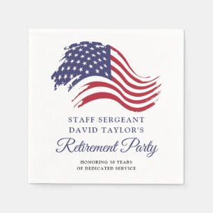 Serviette En Papier Parti de retraite du drapeau patriotique américain