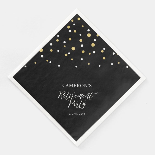 Serviette En Papier Parti de retraite Gold & Black Chic Confetti (Coin)
