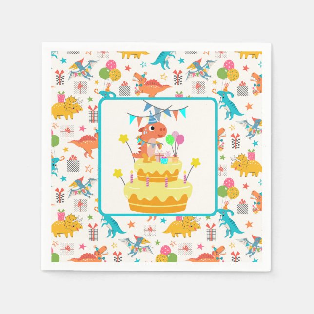 Serviette En Papier Parti Dinosaur (Devant)