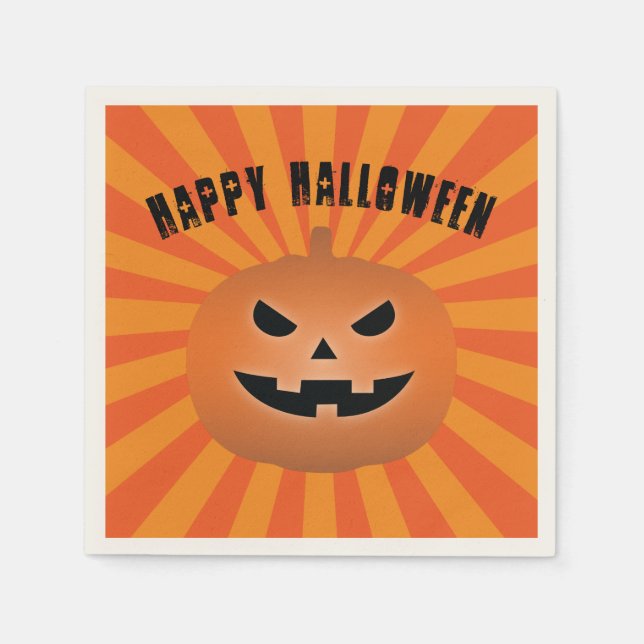 Serviette En Papier Parti Haunted Jack-o'-lantern Citrouille Halloween (Devant)