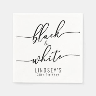 Serviette En Papier Parti noir et blanc élégant
