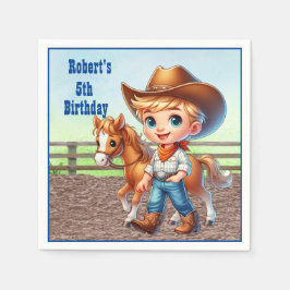 Serviette En Papier Parti Ouest Petit Cowboy Avec Cheval Personnalisé