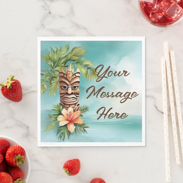 Serviette En Papier Parti Tropical Tiki (En situation)