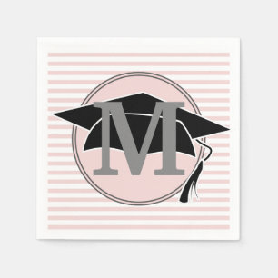 Serviette En Papier Partie de la casquette de graduation à rayures ros