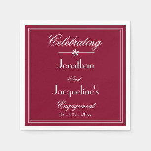 Serviette En Papier Partie d'engagement Chic Bourgogne Red Custom Part