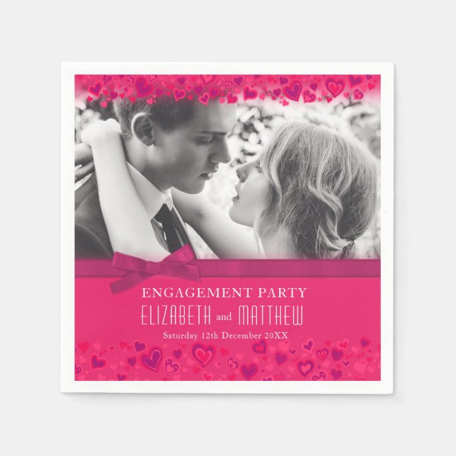 Serviette En Papier Partie d'engagement coeur rouge rose arc photo (Devant)