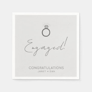 Serviette En Papier Partie d'engagement minimaliste moderne gris