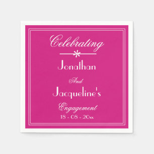 Serviette En Papier Partie Engagement Modern Magenta Script Nom Papier