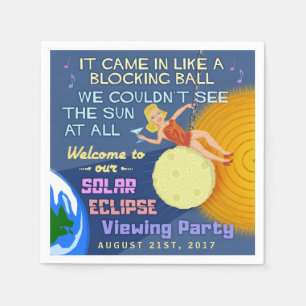 Serviette En Papier Partie rétro Sun drôle d'éclipse solaire regard