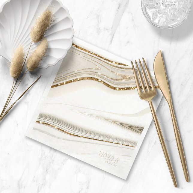 Serviette En Papier Parties scintillant Abstraite Strata Mariage Ivory (Créateur téléchargé)