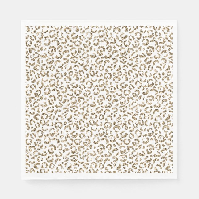 Serviette En Papier Parties scintillant Antique Gold Empreinte de léop (Devant)