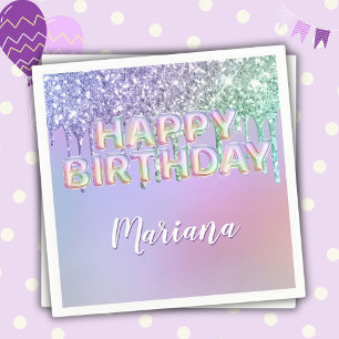 Serviette En Papier Parties scintillant arc-en-ciel gouttes Fille fête