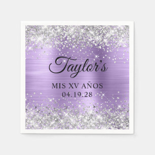 Serviette En Papier Parties scintillant argentée Clair Purple Huile Mi
